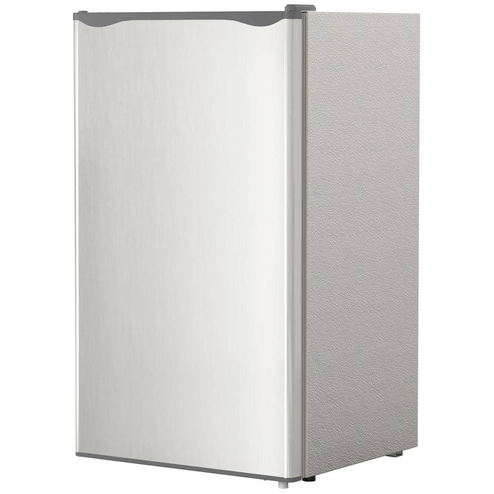 3.2 cu. ft. Mini Fridge in Silver with Freezer Compact Refrigerator with Reversible Door 5 Set Temperature Adjustable