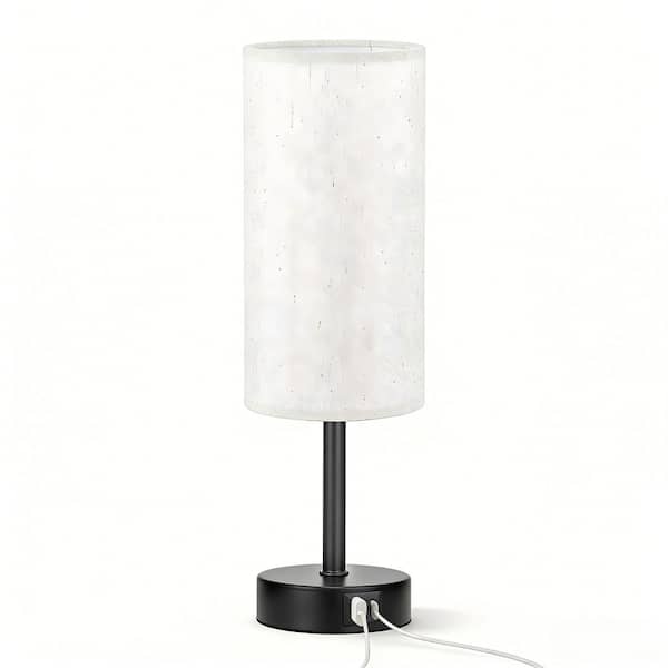 10 in. H 1-Light Beige Table Lamp with Black Base Way Dimmable Bedside Lamp