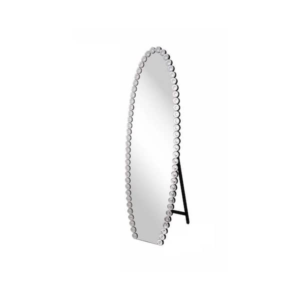 Unbranded Silver 19.7 in. W x 61 in. H Oval Framed Large Full-Length Floor Mirror