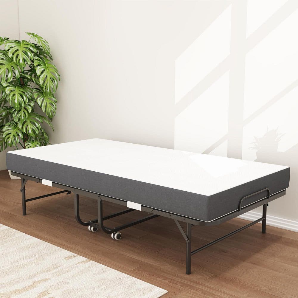 "Black Twin Size Rollaway Bed, Heavy-Duty Folding Bed, 450lbs Capacity with 5"" Memory Foam Mattress(75"" x 38"")" price history on PriceWatchPro