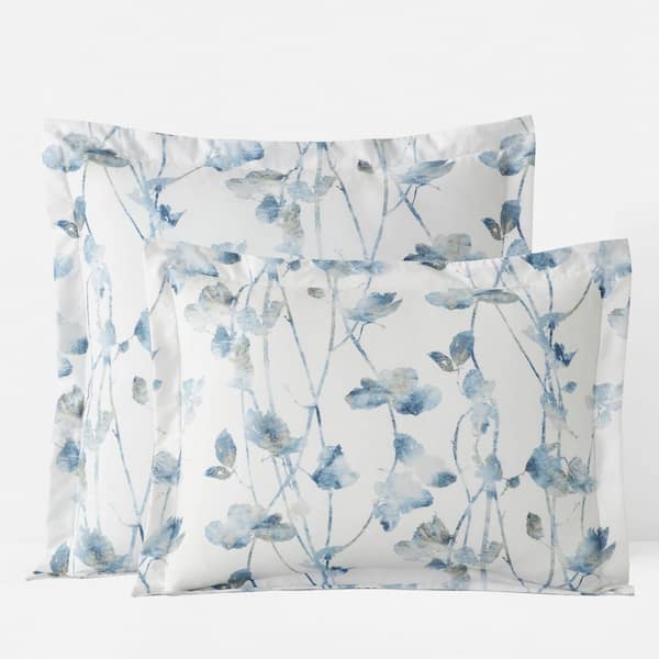 Legends Hotel Garden Leaf Wrinkle-Free Blue Multi Sateen King Sham