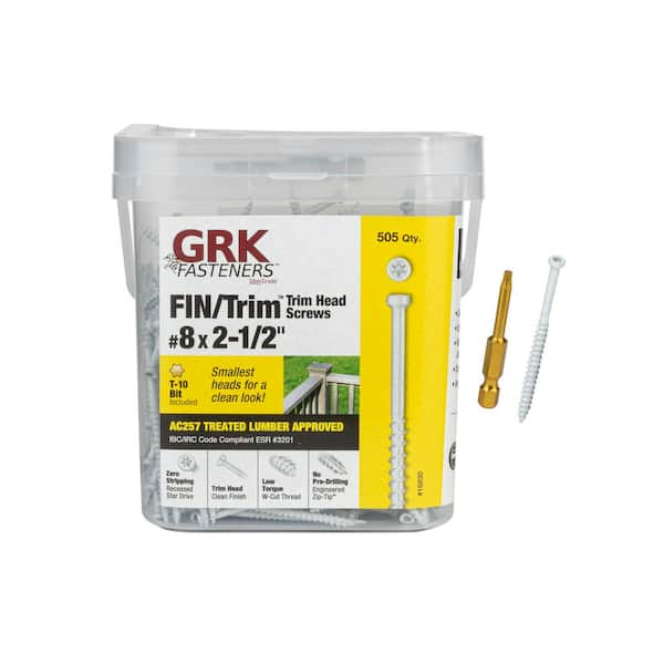 GRK Fasteners #8 x 2-1/2 in. Star Drive Trim-Head White Fin/Trim ...