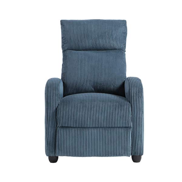 Lazzara Guthrie Midnight Blue Corduroy Manual Push Back Recliner