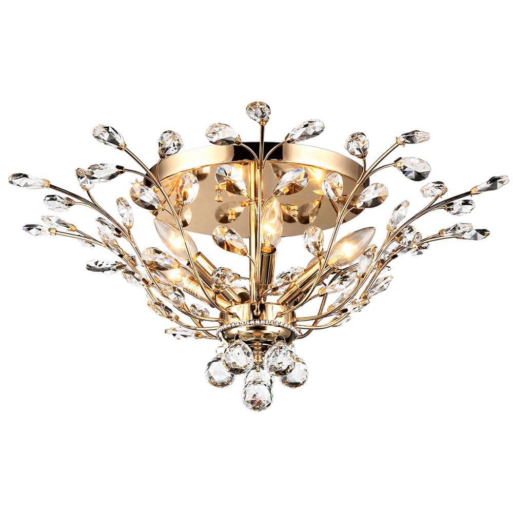 Ava 6-Light Gold Indoor Crystal Flush Mount price history on PriceWatchPro