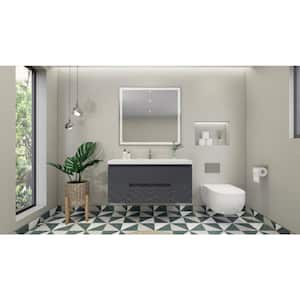 Bohemia 48 in. W Bath Vanity in High Gloss Gray with Reinforced Acrylic Vanity Top in White with White Basin