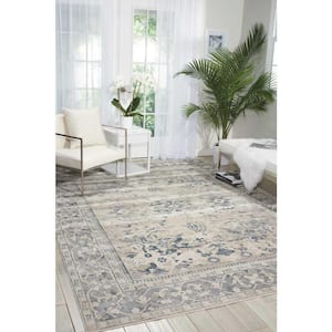 Malta Ivory/Blue 9 ft. x 12 ft. Traditional Area Rug