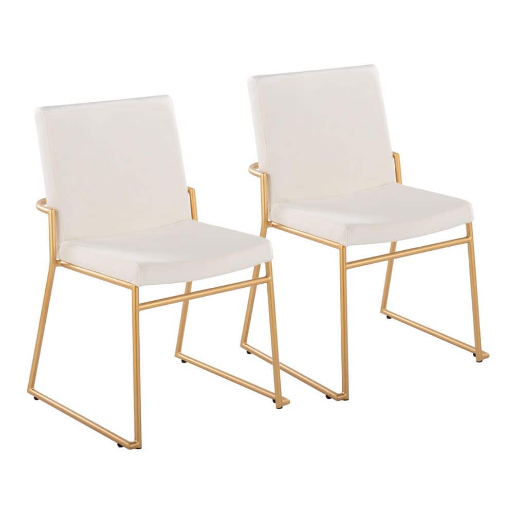 Lumisource Dutchess Cream Velvet and Gold Side Dining Chair (Set of 2) DCDUTCHESS AUVCR2 The
