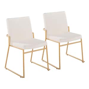 Dutchess Cream Velvet and Gold Side Dining Chair (Set of 2)