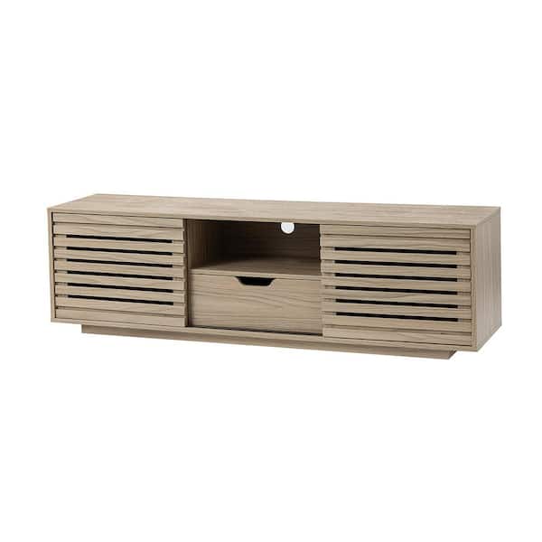 JAYDEN CREATION Mahdia 59 in. Acorn tv Stand for tvs up to 65 in. with 2 Slatted Sliding Doors