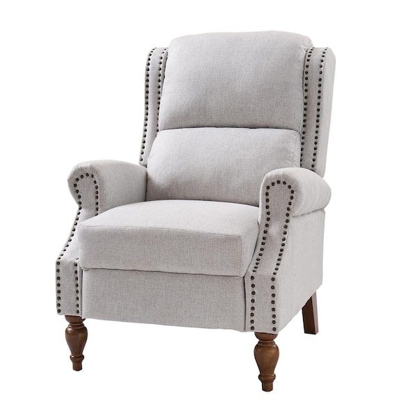 JAYDEN CREATION Sharon Oatmeal Traditional Roll Arm Manual Recliner with Wingback for Living Room