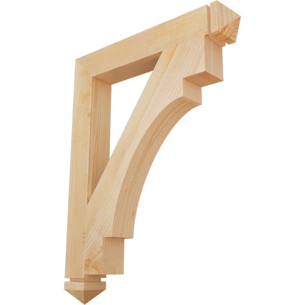 Ekena Millwork 4 in. x 36 in. x 28 in. Douglas Fir Merced Arts and Crafts Rough Sawn Bracket