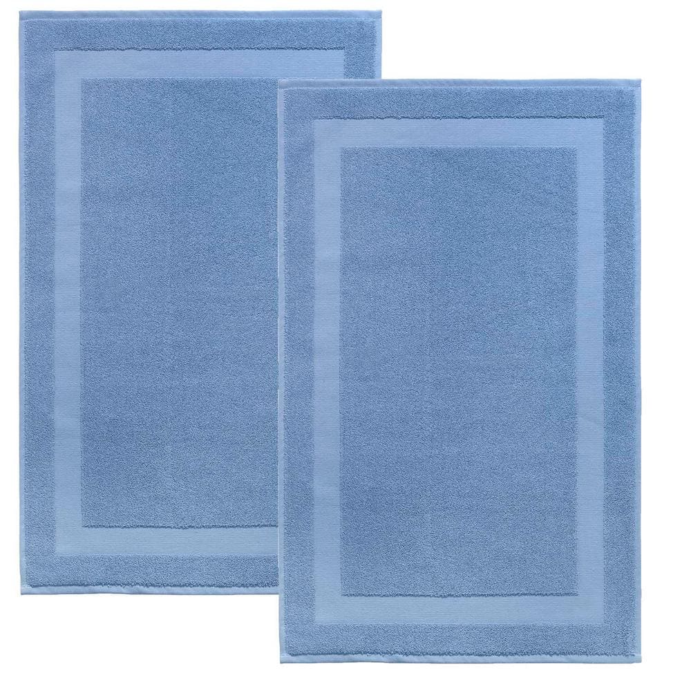 Signature 2 pcs Aqua Turkish Cotton Bath Mats signaqu2bm - The Home Depot