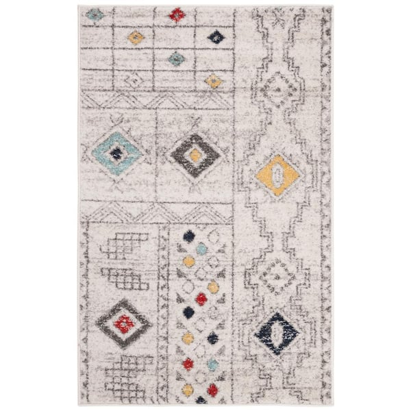 SAFAVIEH Adirondack Light Gray/Aqua Doormat 3 ft. x 5 ft. Western Tribal Area Rug