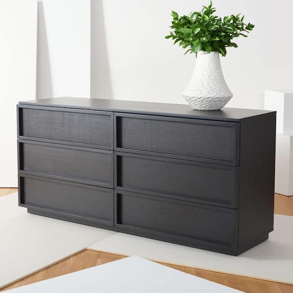 Zeus Black 6 Drawer 63 in. Wide Dresser
