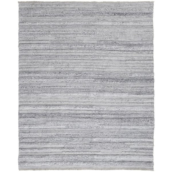 HomeRoots 8 ft. x 10 ft. Gray and Ivory Striped Area Rug