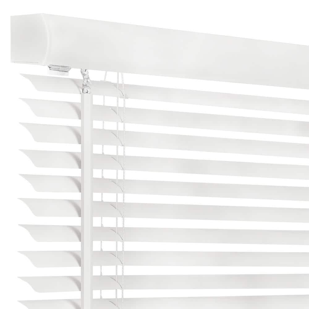 Pearl White Cordless Vinyl Mini Blinds 35x64