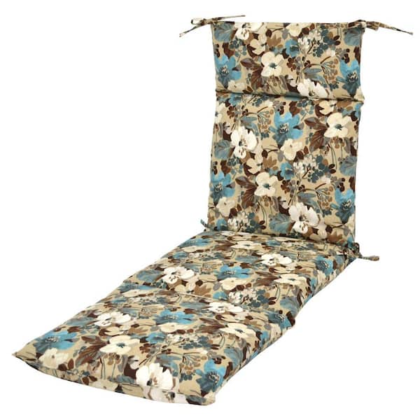 Hampton Bay Riviera Floral Outdoor Chaise Lounge Cushion-DISCONTINUED