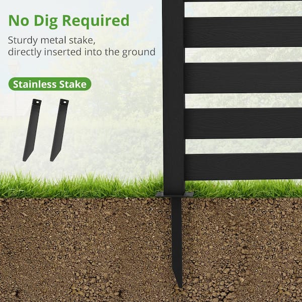 LUE BONA 38 in. W x 46 in. H Black Outdoor No Dig Fence Poly