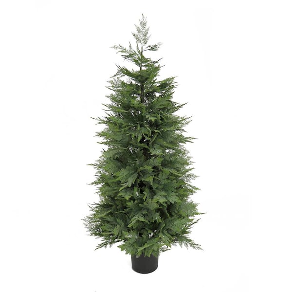 National Tree Company 60 in Artificial Cypress Topiary in Black Plastic Nursery Pot