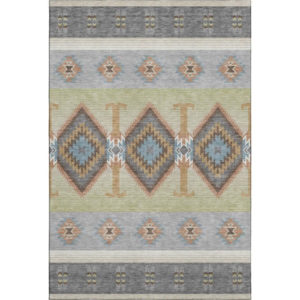 Mayfield Premium Machine Washable Abstract AMF2541 Gray 9 ft. x 12 ft. Area Rug