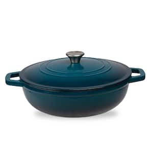 5 qt. Durable Cast Iron Low Pot Dutch Oven in Blue Ombre