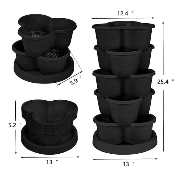 Inner Decor 5-Tier Stackable Vertical Garden Planter with Wheels