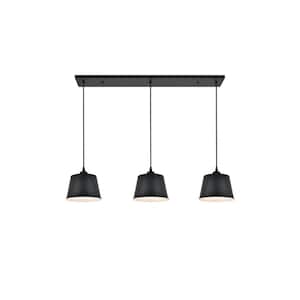 Timeless Home Nathaniel 3-Light Pendant in Black with in. W x in. H Shade