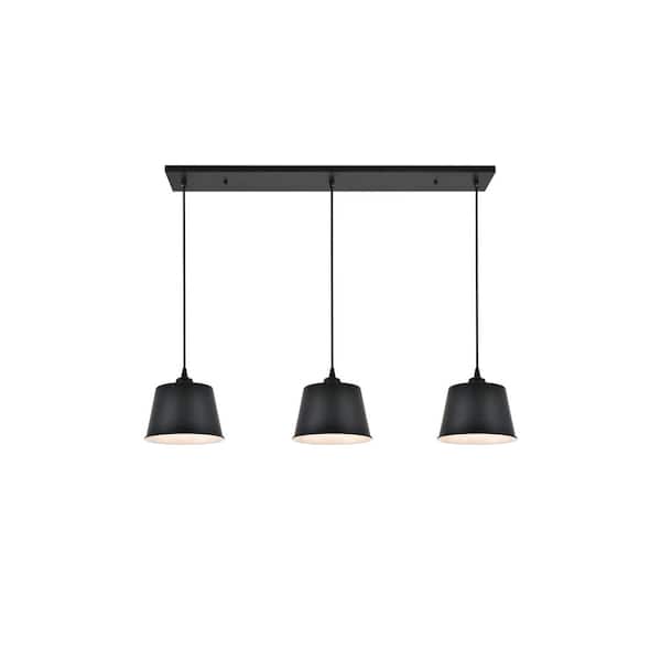 Unbranded Timeless Home Nathaniel 3-Light Pendant in Black with in. W x in. H Shade