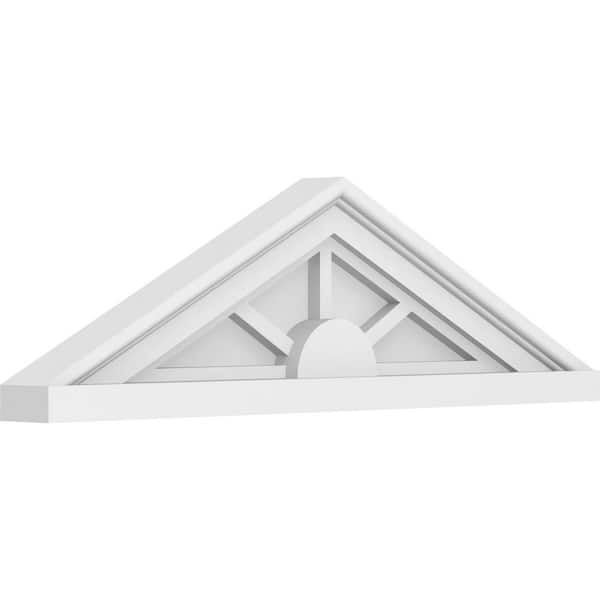 Ekena Millwork 2 in. x 24 in. x 7 in. (Pitch 6/12) Peaked Cap 3-Spoke Architectural Grade PVC Pediment Moulding