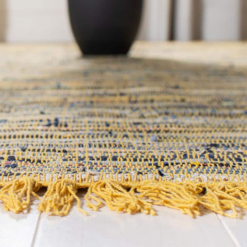 Handwoven Boho Chic Stripe Rug - 2' x 3', Yellow & Multi, Wool-Cotton Blend