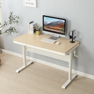 48 in. Maple Wood Standing Desk Adjustable Height Sit Stand Desk Ergonomic Workstation Computer Desk with Drawer