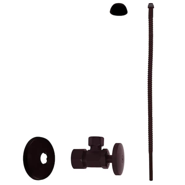 Westbrass 5/8 in. x 3/8 in. OD x 20 in. Corrugated Riser Supply Line Kit with 1/4-Turn Round Handle Angle Valve, Oil Rubbed Bronze