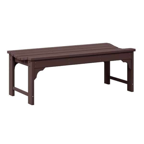 WESTIN OUTDOOR Mason Outdoor Patio All-Weather Fade Resistant HDPE Poly Plastic Backless Garden Bench in Dark Brown