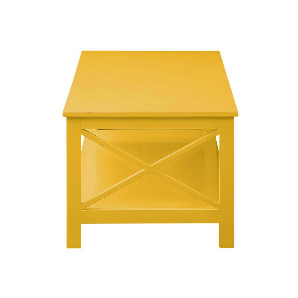 Oxford Yellow Rectangular Wood Coffee Table with Shelf