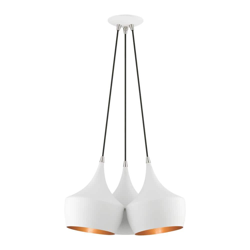 Waldorf White and Gold Steel Teardrop Cluster Pendant Light