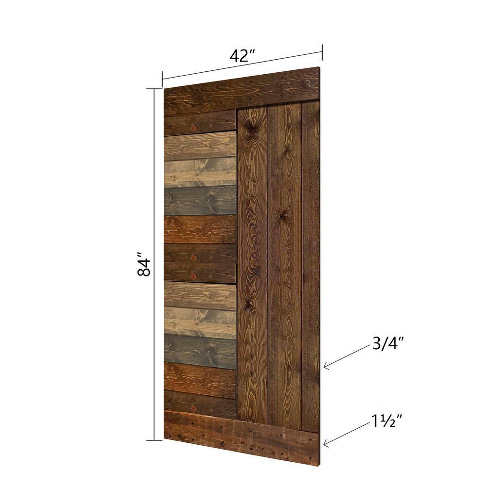 Gray Solid Wood Multipanel Modern Barn Door Slab