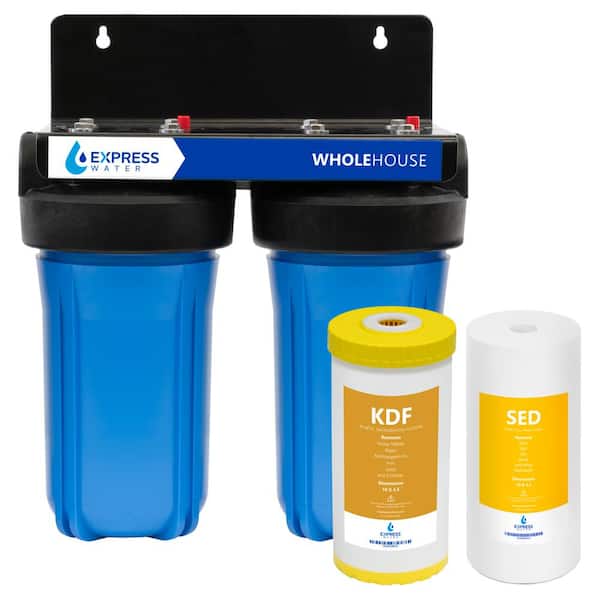 Express Water Whole House Water Filter System 2-Stage Water Filtration System with Sediment & KDF Heavy Metal Filters, Easy Release