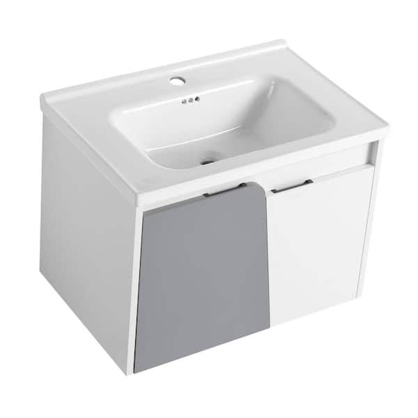 Anky 27.8 in. W x 18.5 in. D x 20.7 in. H Single Sink Bath Vanity in White with White Ceramic Top