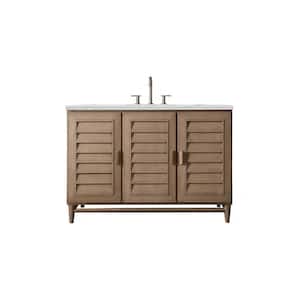 Portland 48.0 in. W x 23.5 in. D x 34.3 in. H Bathroom Vanity in Whitewashed Walnut with Ethereal Noctis Quartz Top
