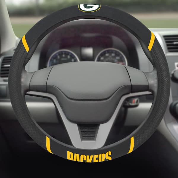 FANMATS NFL - Green Bay Packers Embroidered Steering Wheel Cover in Black -  15in. Diameter 21528 - The Home Depot