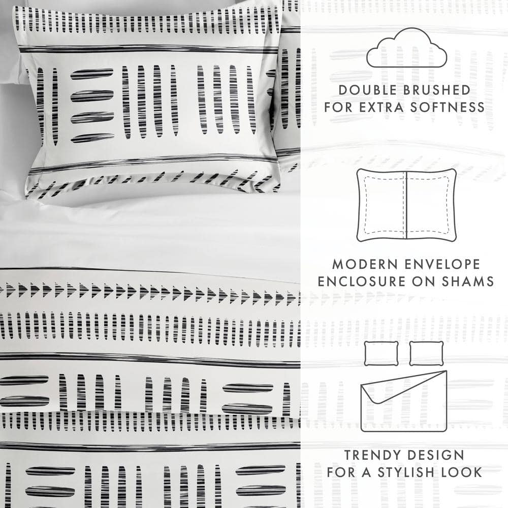Gray and White Arrow Pattern 3-Piece King Duvet Cover Set