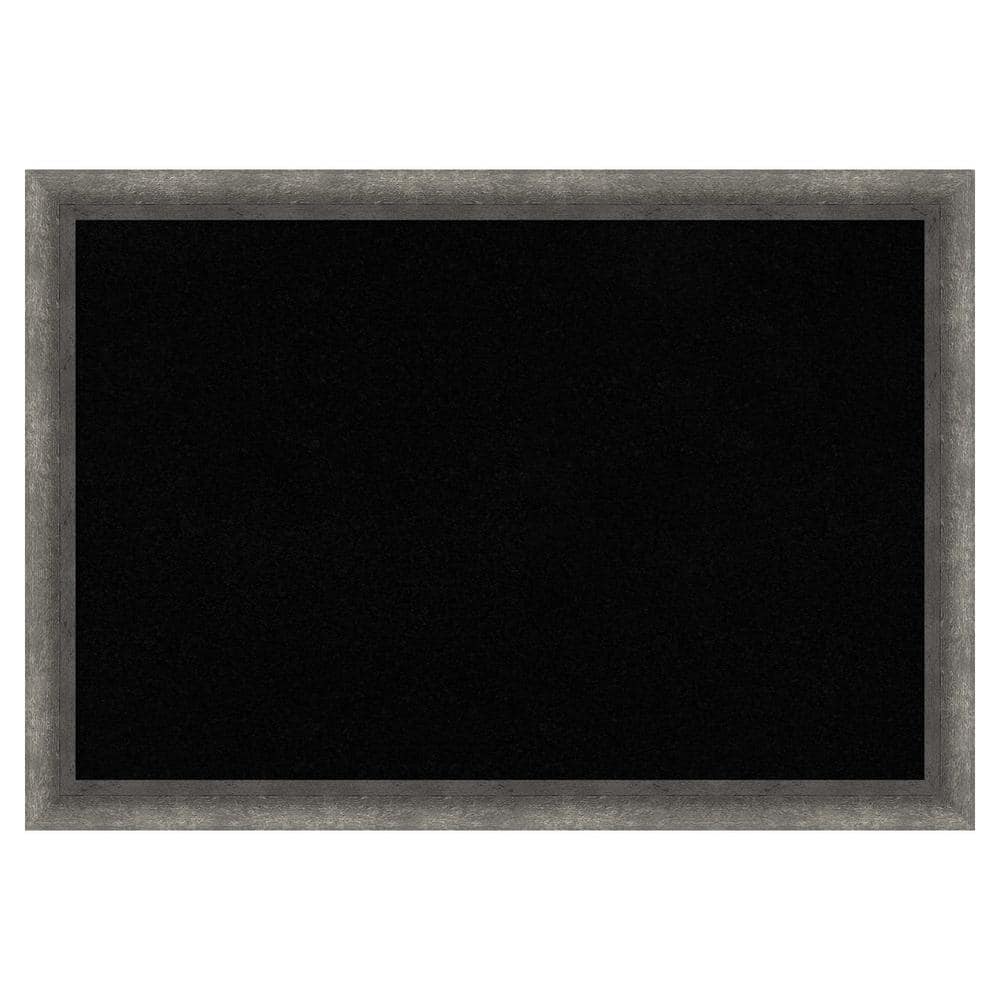 Amanti Art Burnished Concrete Narrow Wood Framed Black Corkboard 26 in. x 18 in. Bulletin Board