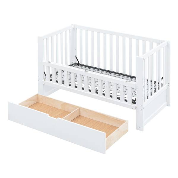 Convertible Crib,Full Size Bed with Drawers and 3 Height Options