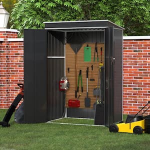 48.43 in. W x 72.83 in. H x 35.63 in. D Multifunctional Outdoor Metal Storage Shed, Freestanding Cabinet in Black