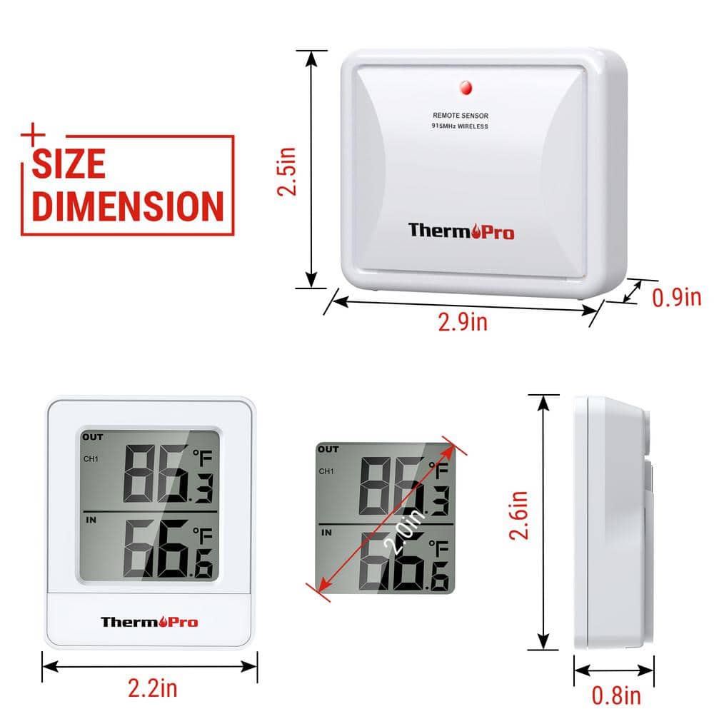White Wireless Indoor Outdoor Thermometer with Temperature Sensor