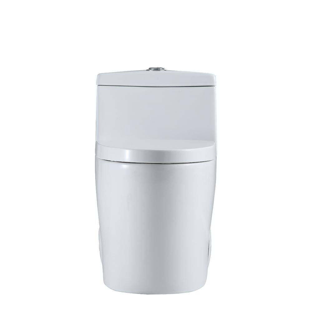 White Ceramic Dual Flush Elongated One-Piece Toilet