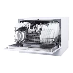 21 in. White Electronic Countertop 120-volt Dishwasher with 6-Cycles, 6 Place Settings Capacity