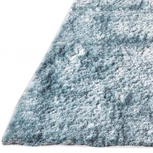 5 x 8 Blue and Silver Solid Color Area Rug