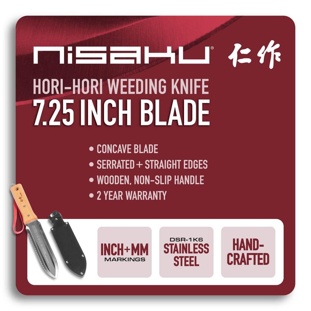 Nisaku Japanese Stainless Steel Weeding Knife, 7.25-Inch Blade Limited Edition DSR-1K6
