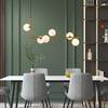 RRTYO Herculaneum 6-Light Brass Mid-Century Modern Linear Bubble Chandelier with Opal Globe Glass Shade for Kitchen Island 81010000042438
